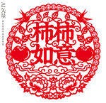 柿柿如意剪纸新年窗花事事如意