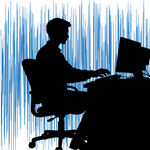 办公男子剪影与线条背景