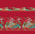 中式传统红色花卉图案汉服