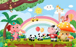 小猪们的欢乐户外时光背景墙
