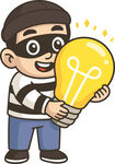 小偷手持灯泡创意形象