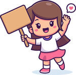 举牌欢呼的可爱小女孩