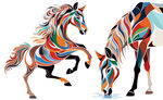 彩色骏马图