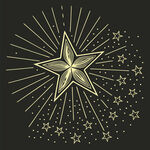 金色星星光芒图案设计