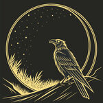 月夜金纹乌鸦图