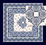 蓝白几何图案复古风方巾