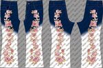 花卉刺绣牛仔长裤设计图