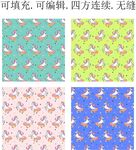 马年图案 独角兽 卡通马印花