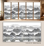 抽象意境山水画背景墙