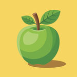 青翠红富士苹果插画