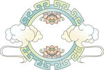 中式传统花纹圆形装饰图案 矢量