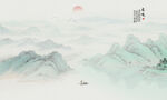 国画山水画背景墙