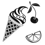 冰淇淋与水果插画