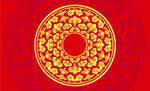 圆形中式古典祥云花纹图案