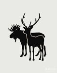 双鹿剪影图案设计