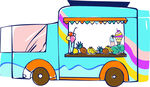 卡通风格彩色巴士插画