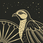 复古风格飞鸟与几何图案