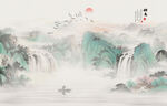 禅意水墨山水画