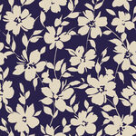 深蓝色底米白色花卉图案
