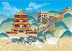 中国古代建筑颐和园长城矢量建筑
