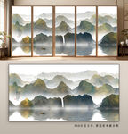 中式山水屏风装饰画
