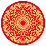 红色精美传统花纹圆形图案