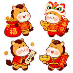 Q版圆润可爱卡通小马插画