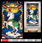 国潮彩色骏马装饰画设计图案