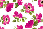 粉色花朵绿叶无缝图案