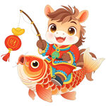 马年新年大锦鲤拿灯笼元宝小马驹