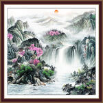 国画江山如画大厅山水画