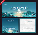 蒂芙尼蓝山水主题邀请函设计模板