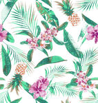 热带花卉绿植图案背景