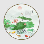 新中式水墨荷花背景墙