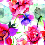 水彩绘就的绚烂花卉图案