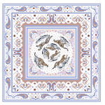 中式古典鱼纹图案丝巾