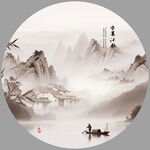 圆形山水画