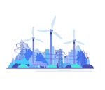 电力风力发电电塔插画