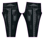 黑色个性拼接牛仔裤款式图