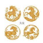 金色矢量骏马图案设计