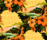 热带花卉与果汁图案设计