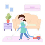 吸尘器清理地毯沙发做家务插画