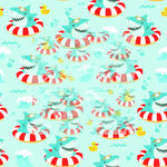 夏日游泳圈与海豚图案