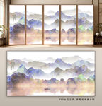 中式山水意境屏风装饰画