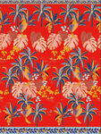 红色花卉图案精美织物