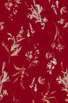 红色花卉图案布料