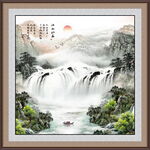 旭日东升山水风景画国画