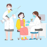 医生白大褂病人打针病毒防疫插画