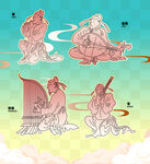 古代乐师形象插画