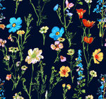 深蓝色底多彩花卉图案